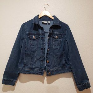 Chicos Womens Cropped Denim Medium Wash Jean Jacket Size 1